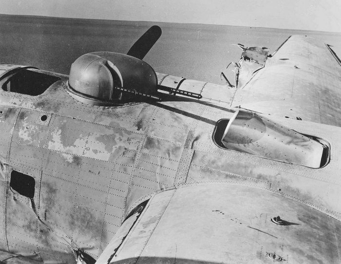 The aircrafts dorsal turret and upper-mid fuselage.