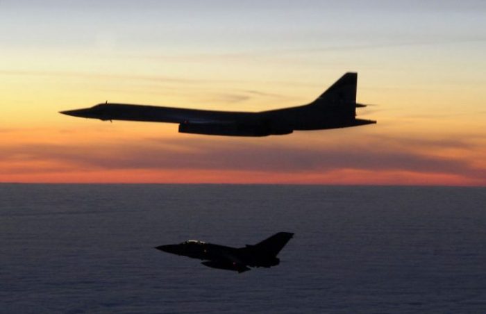A Tu-160 is intercepted by an RAF Tornado F3 in March 2010. Photo by MoD OGL