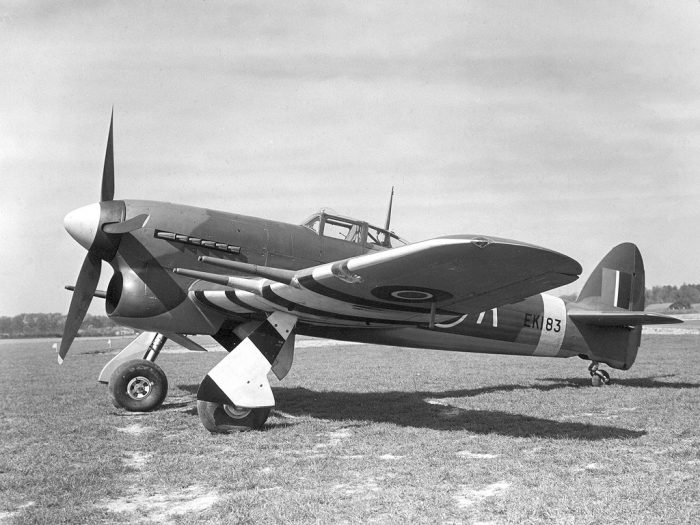 The ‘chin’ radiator of the Hawker Typhoon give it a unique silhouette.