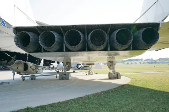 The 6 General Electric YJ93-GE-3 afterburning turbojets that powered the XB-70. Image courtesy of the National Museum of the United States Air Force.